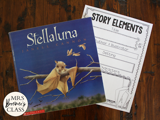 Stellaluna book study activities unit with Common Core aligned literacy companion activities and craftivity for Kindergarten and First Grade
