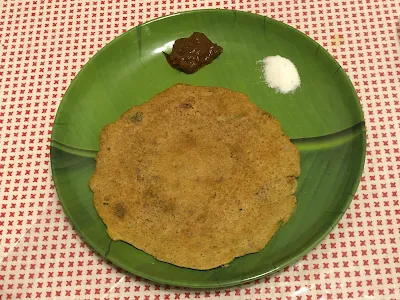 Millet adai with kara kulambu and sugar
