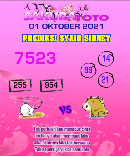 Syair Sidney Hari Ini Jumat 01 10 2021 Prediksi Hk 2d Jitu Malam Ini Sgp Sydney