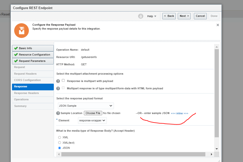 Creating a REST API with JSON payload in OIC to read CSV based files