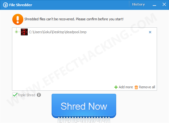 Baidu PC Faster's File Shredder Screenshot