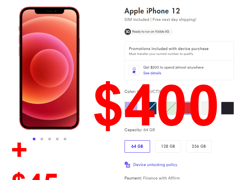 Amerika Birleşik Devletlerinde Yaşam Visible iPhone 12 400 Kampanyası