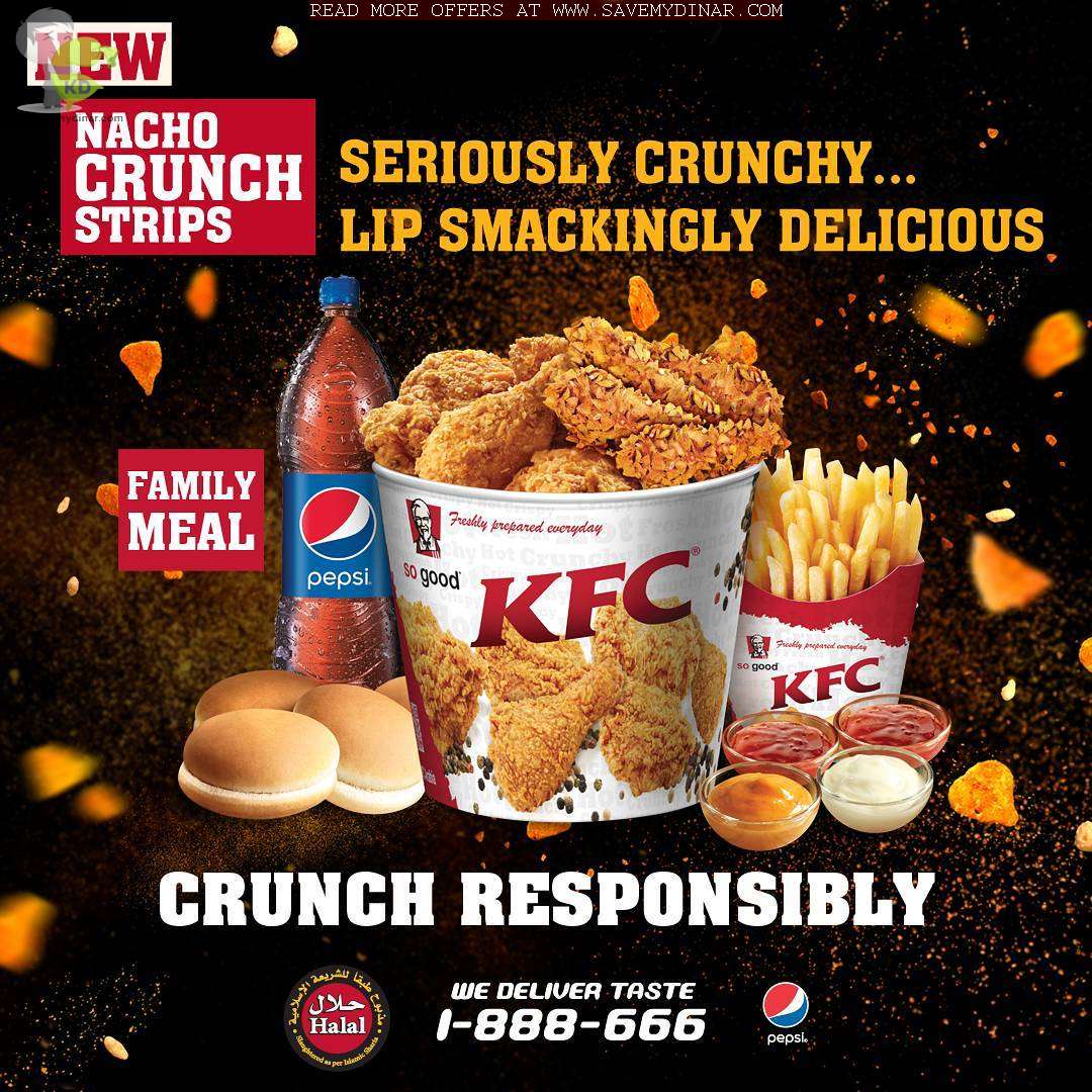 KFC Kuwait Nacho Crunch Family Meal at KWD 5 SaveMyDinar Offers, Deals & Promotions in Kuwait