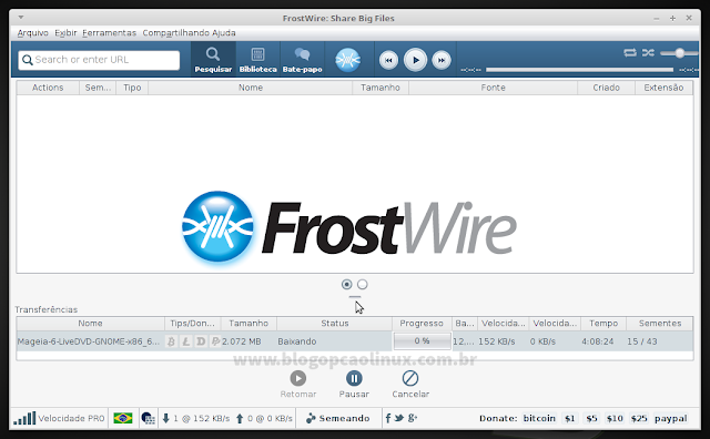 Frostwire executando no LMDE 2