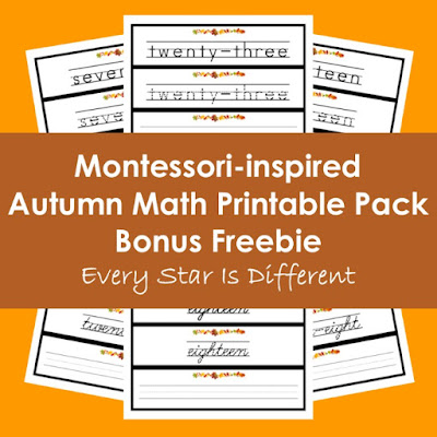 Montessori-inspired Autumn Math Printable Pack Bonus Freebie