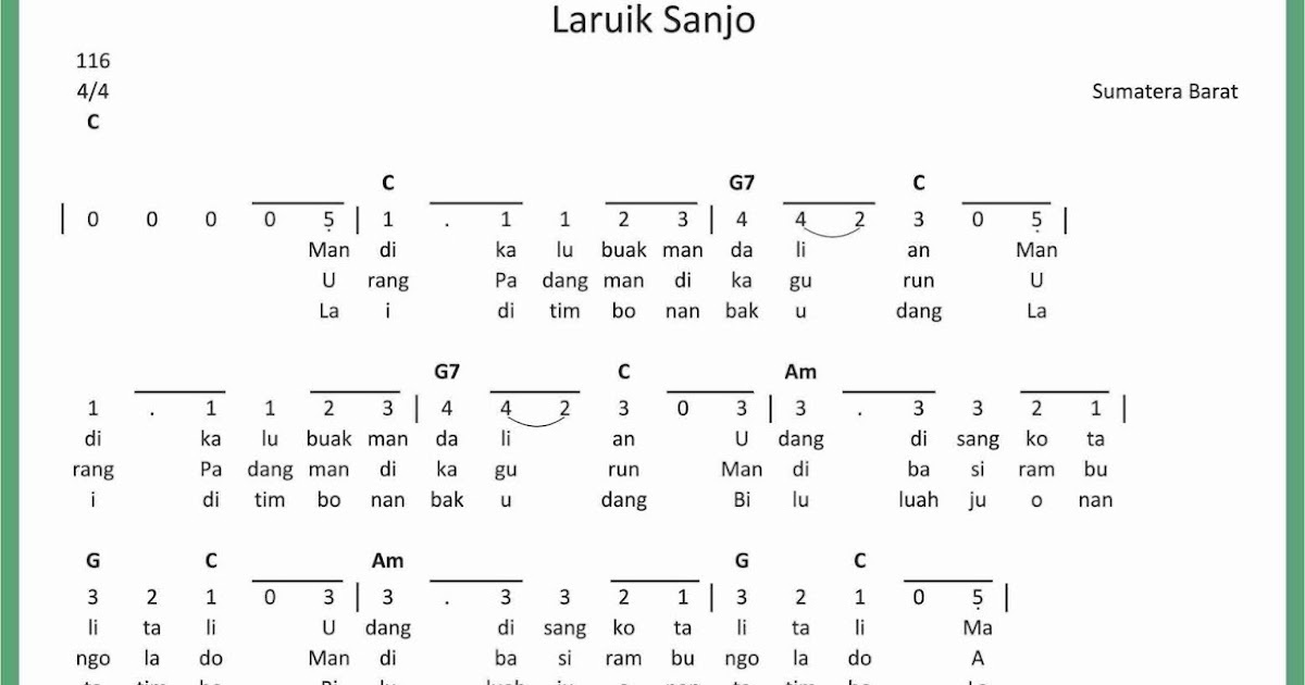 Not Angka Laruik Sanjo Seputar Musik Not Angka Laruik Sanjo Seputar Musik
