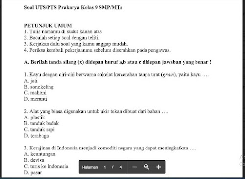 Soal Pts Prakarya Kelas 9 Sem Ganjil Kurikulum 2013 Soal Pelajaran
