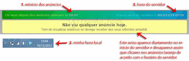 neobux dinheiro ptc anúncios horário servidor server time