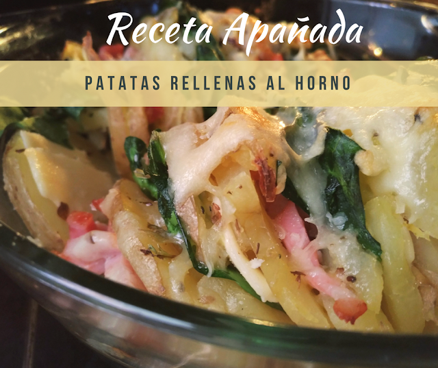 Patatas rellenas al horno con espinacas. Receta apañada para familias numerosas.