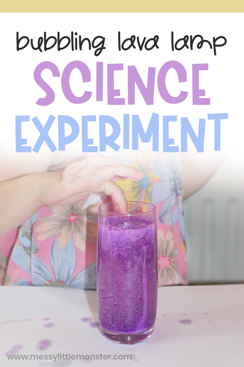 DIY lava lamp science experiment for kids. Bubbling lava lamp experiment for toddlers and preschoolers.