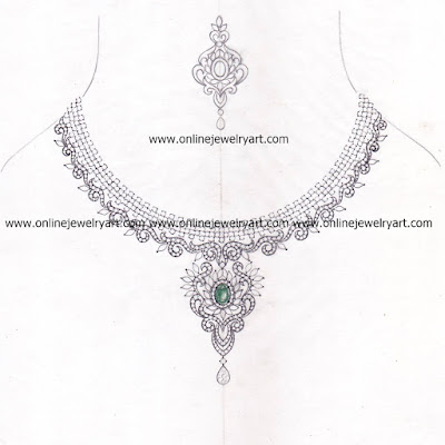 necklace drawing || jewellery drawing || step by step draw necklace with  pencil shading || jewellery - YouTube