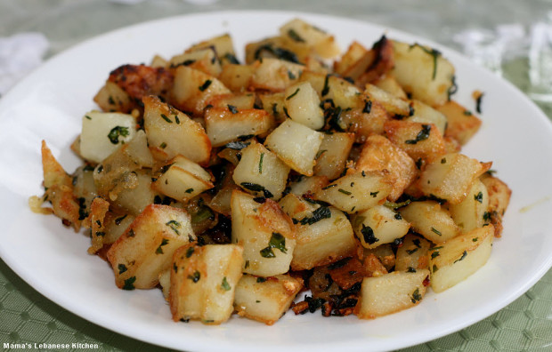 Potatoes Saute in Garlic and Cilantro – Batata ma3 Kizbra