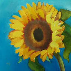 single sunflower revised oil sold painting
