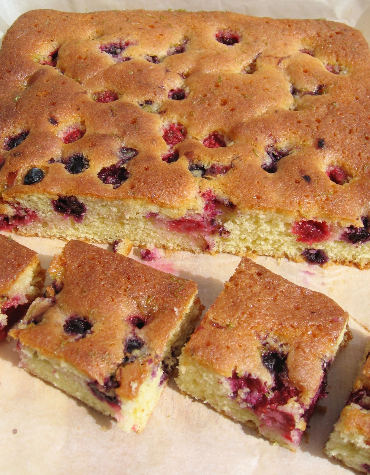 Kitchen Delights Raspberry, Blueberry and Lime Drizzle Cake