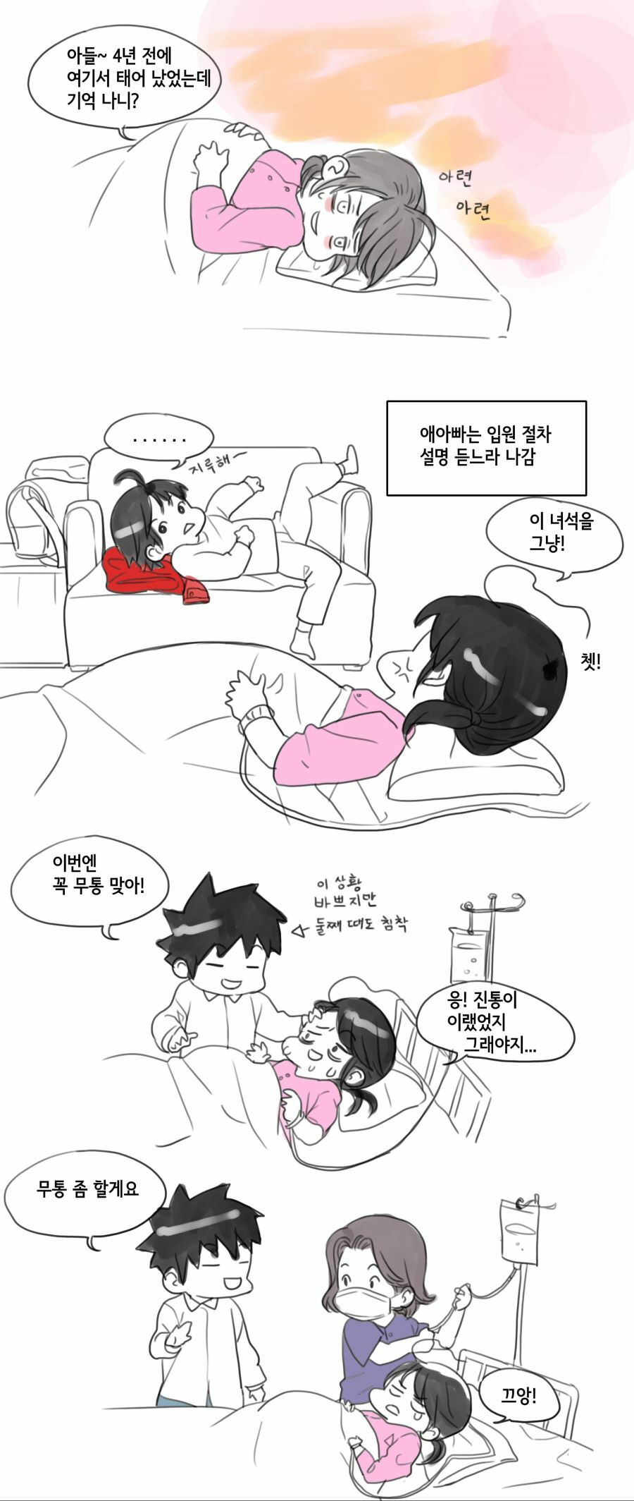 둘째 아이 낳는 만화 - 꾸르