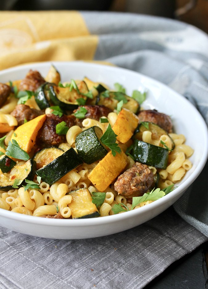 Pasta with Zucchini, Summer Squash, and Sausage