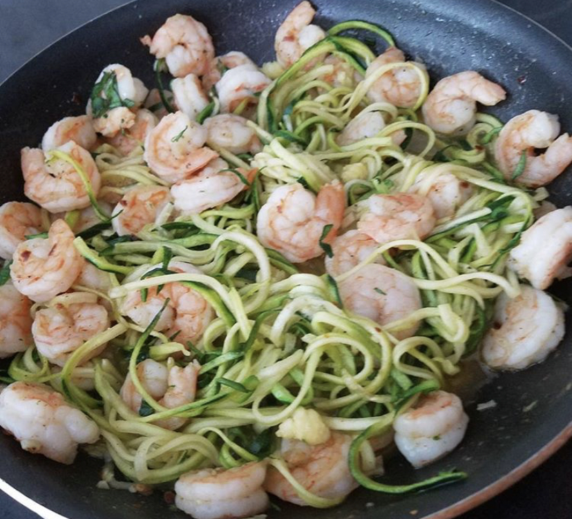 FitCopMom Lemon Garlic Shrimp + Zoodles