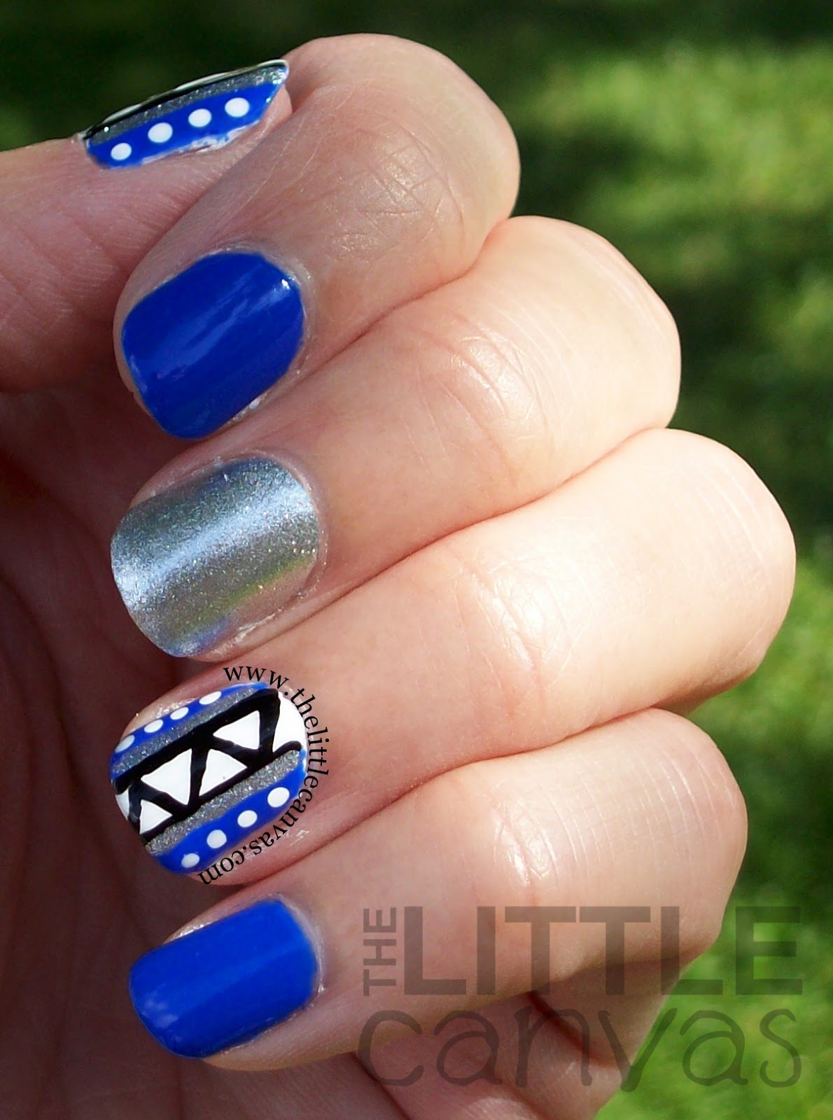 Blue Tribal Nail Art