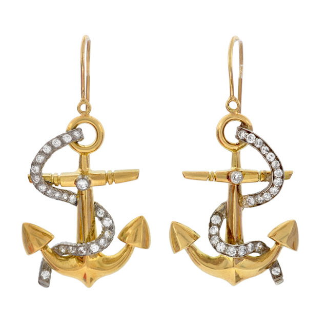 Auger Valve Image Gold Anchor Earrings