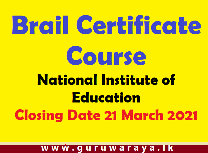 Brail Certificate Course : NIE