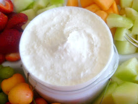 Creamy Coconut Fruit Dip:  With only 3 ingredients you can have a delicious creamy coconuty fruit dip that pairs with any fruit! Slice of Southern