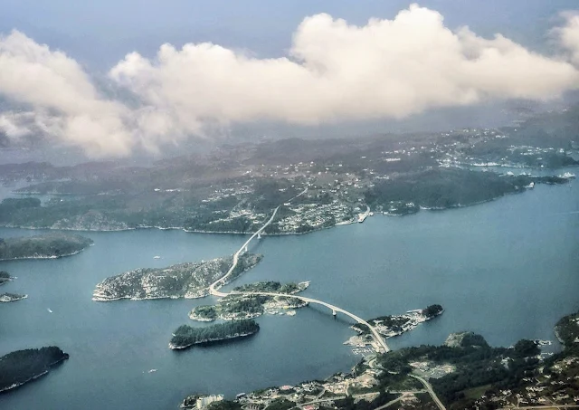 Views of Bergen Norway from an airplane