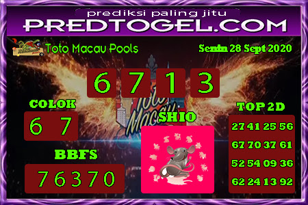 Pred Macau Senin 28 September 2020 Pred Togel Toto Macau Pools