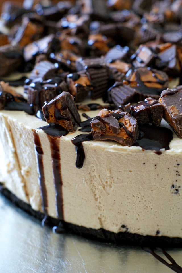 With an Oreo cookie crust and sweet peanut butter cups in every bite, this silky no-bake cheesecake is simply irresistible!