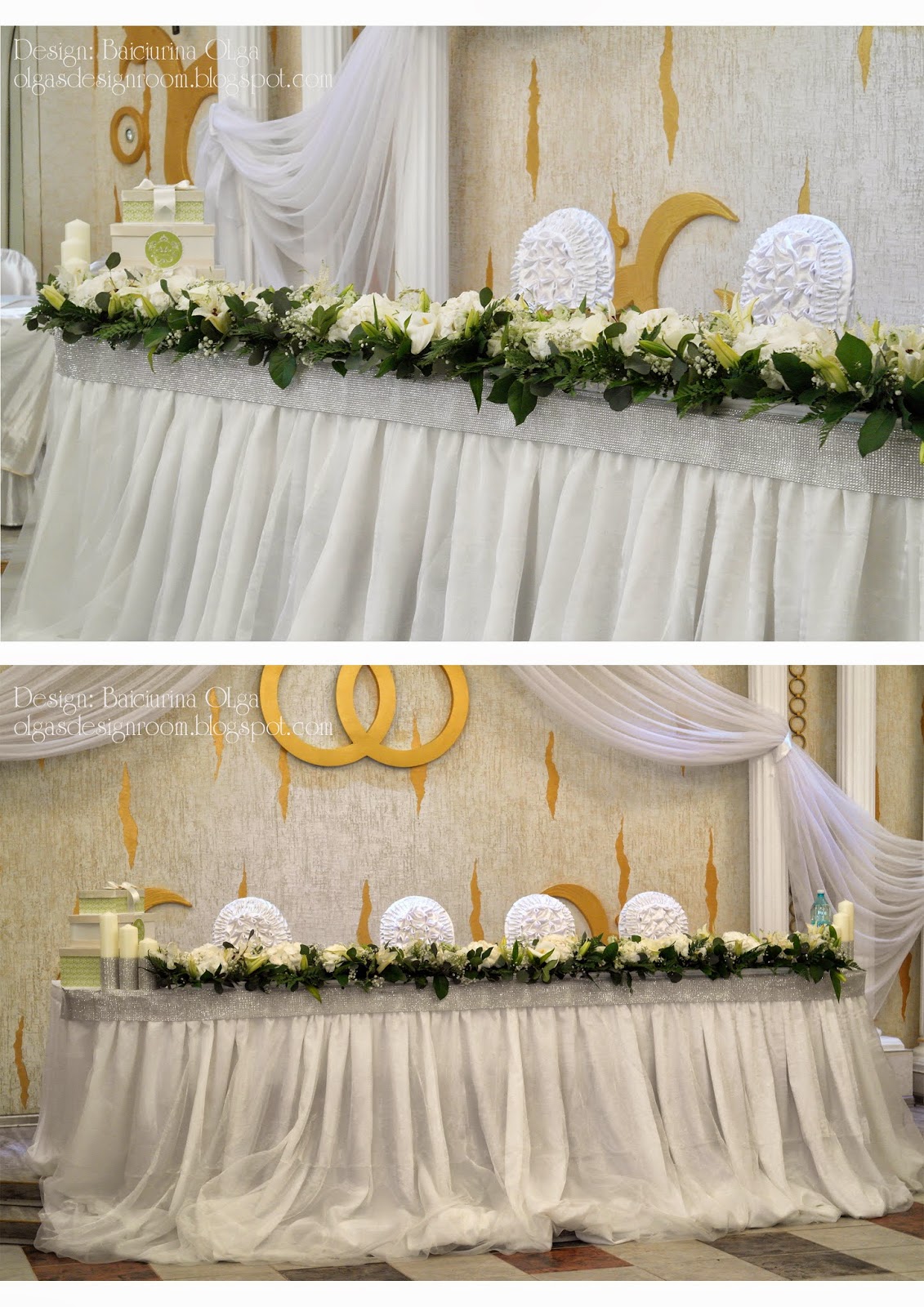 бело зеленое оформление зала