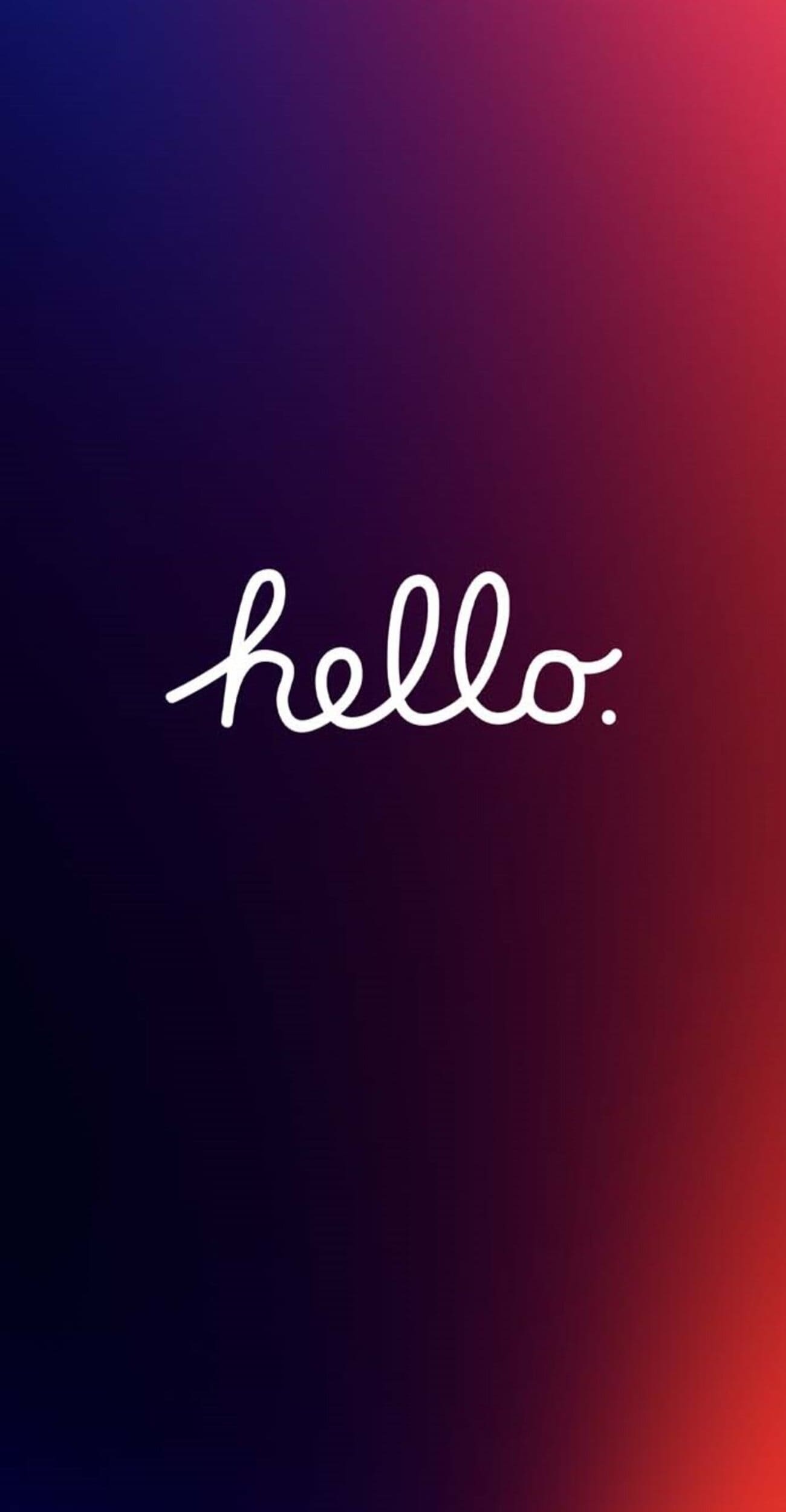 خلفية ايفون حمراء وزرقاء مع كلمة Hello بالإنجليزي فخمه جداً بجودة 4K