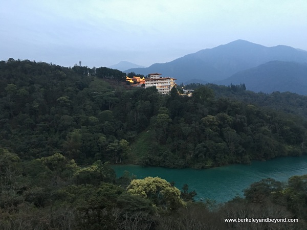 view of Wenwu Temple from guest room at Fleur de Chine, Sun Moon Lake hotel view of Wenwu Temple from guest room at Fleur de Chine, Sun Moon Lake hotel