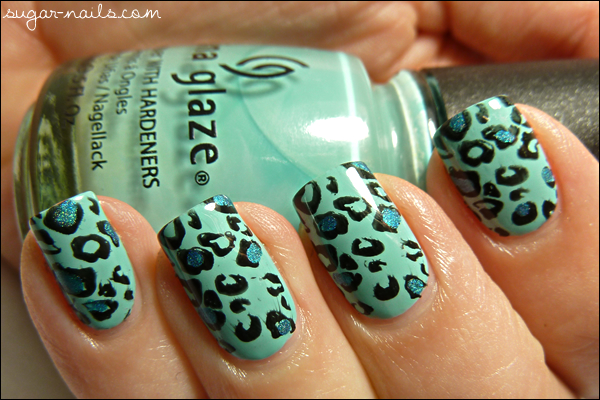 Sugar Nails: Mint Leopard Nails