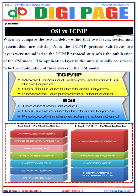 DP | OSI VS TCP/IP | 28 - NOV - 16 DP | OSI VS TCP/IP | 28 - NOV - 16