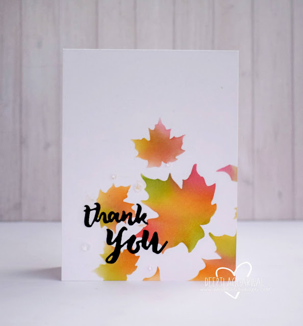 Stenciled Thank you fall card