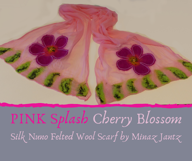 Cherry Blossom Silk Nuno Felt Scarf by Minaz Jantz
