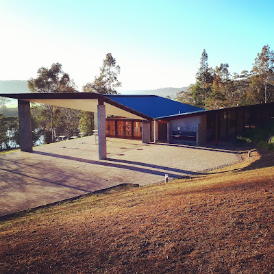 Entrance terrace of the Boyd Education Centre from the hill above.