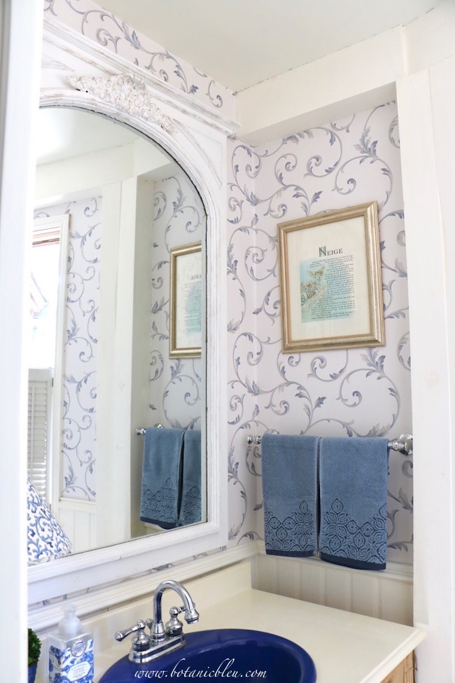 Botanic Bleu French Country Mirror Makeover