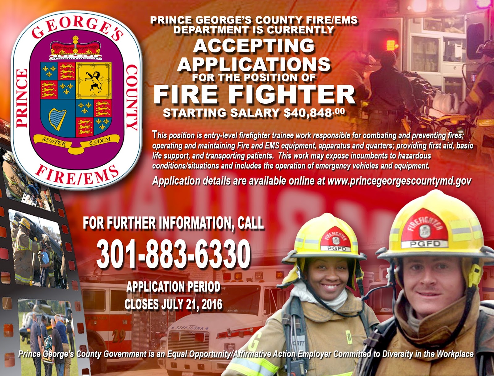 PGFD is Hiring Firefighters