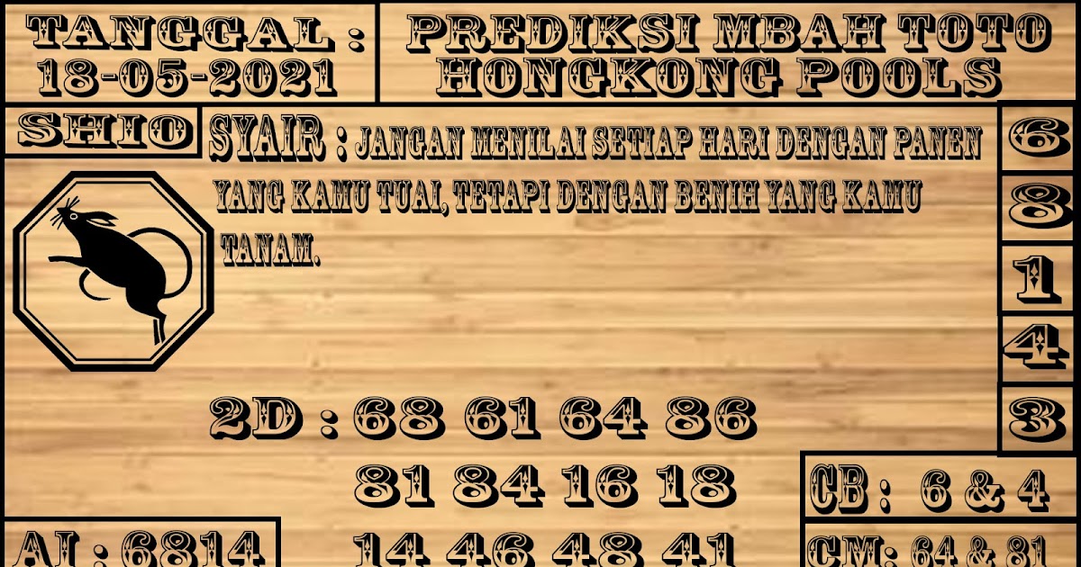 Prediksi Syair Hongkong 18 Mei 2021 Rajatoto New