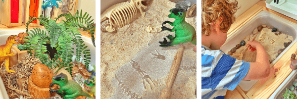 Dinosaur Island play tray fossil tuff spot activity