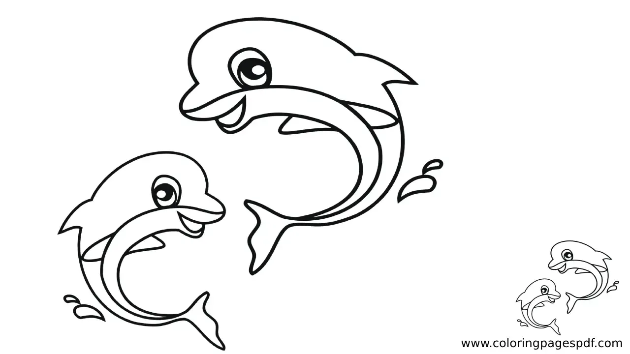 Coloring Page Of Two Dolphins