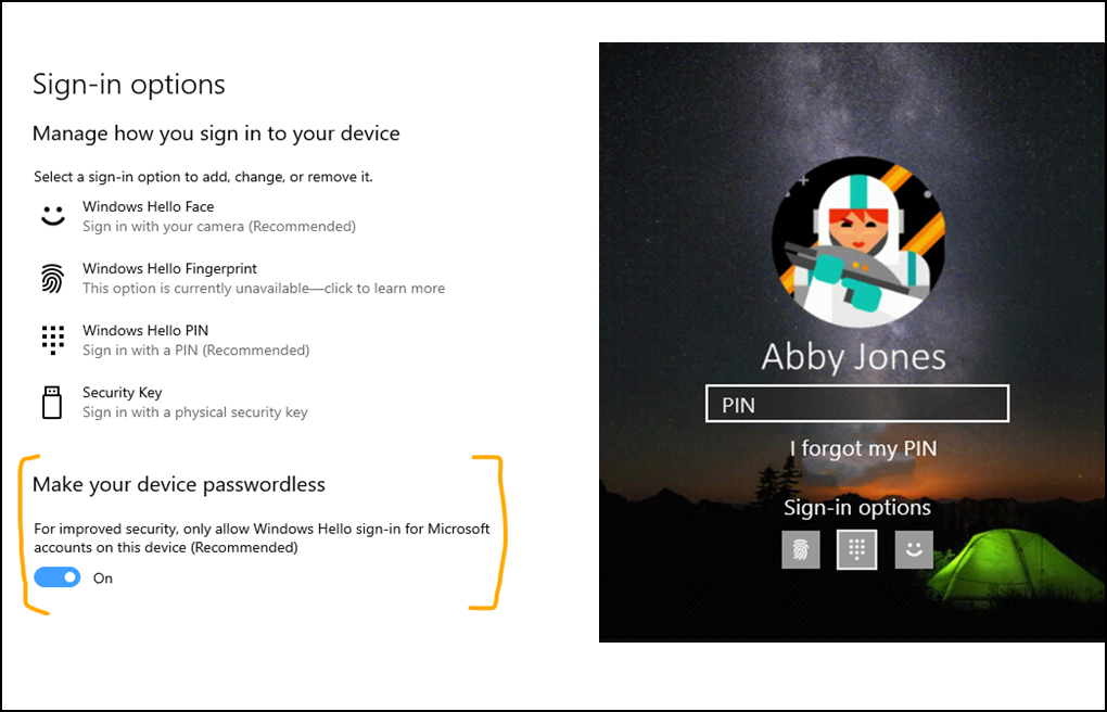 Go passwordless with Microsoft accounts on your device