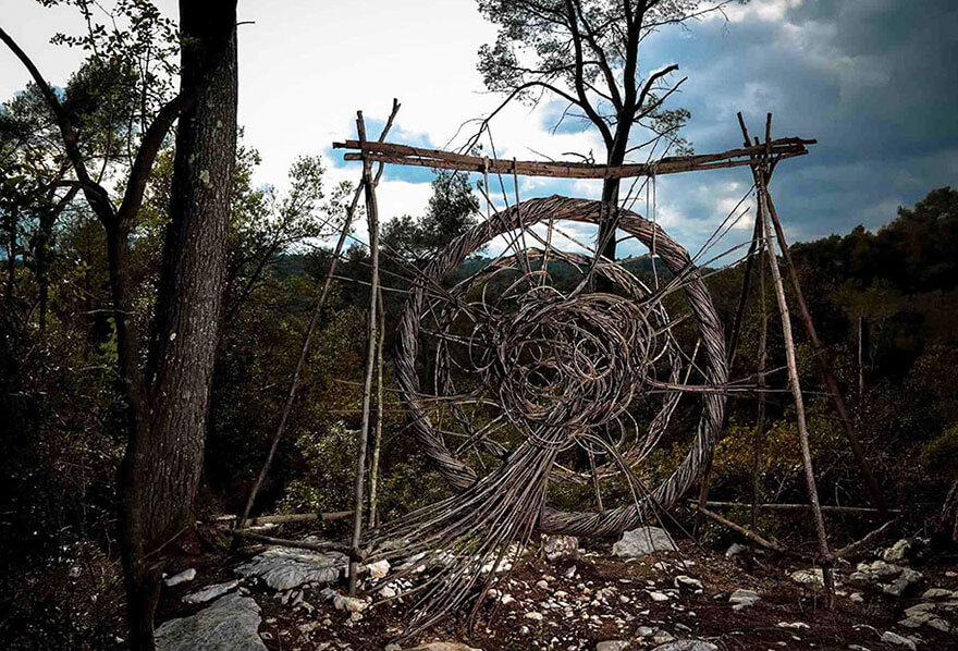 Artist Spent One Year All Alone In The Woods To Create Amazing Surreal Sculptures Using Organic Materials