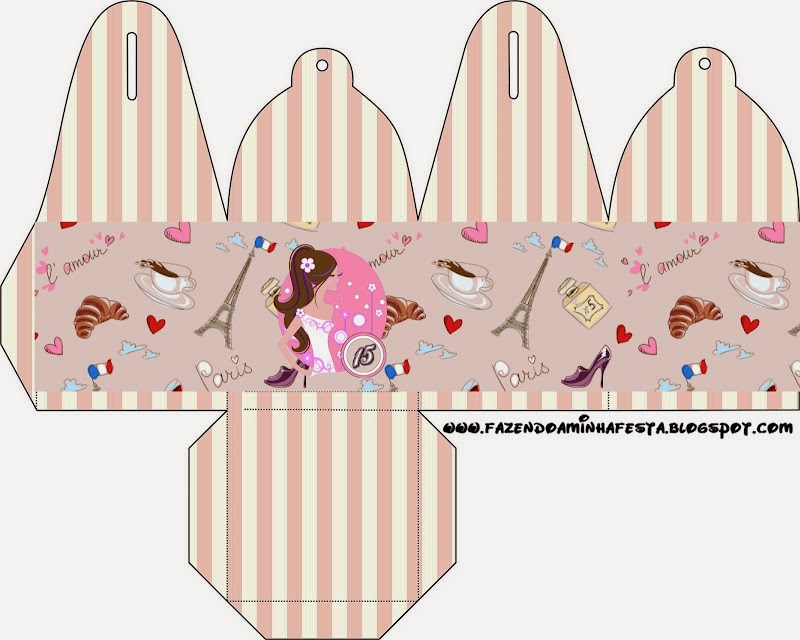 Quince Años Morena: Cajas para Imprimir Gratis. Caja para cupcakes o golosinas de Quince Años Morena.