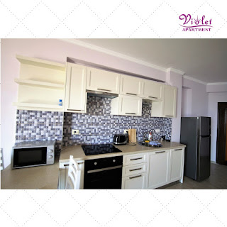 violet apartment, saranda, albania, kitchen, albanian riviera