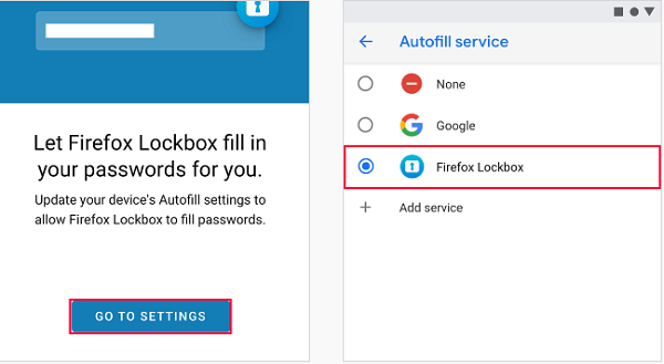 Automatisch aanvullen-service Firefox Lockbox