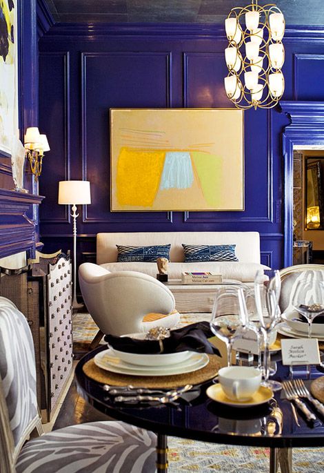 gorgeous blue walls and white living room