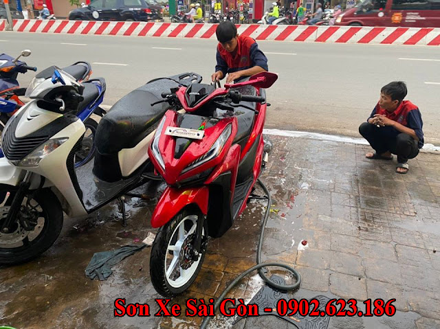 Mẫu sơn xe Honda vario màu đỏ candy cực đẹp