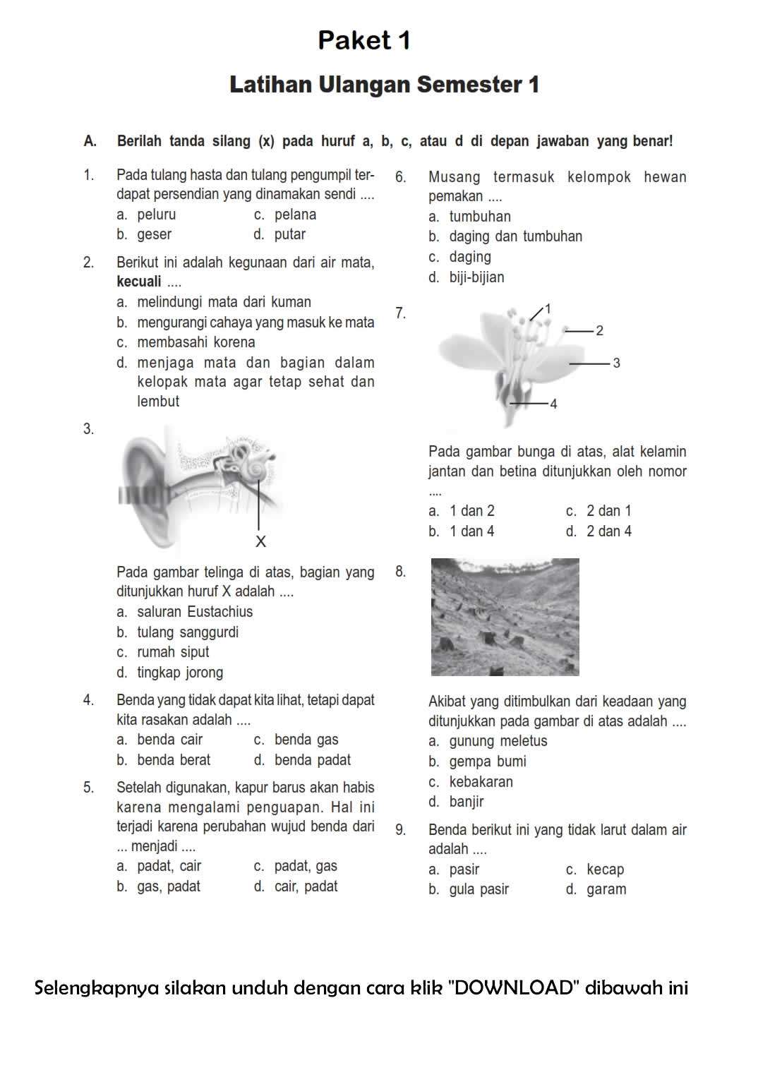 Download Soal Uas Ganjil Ipa Kelas 4 Semester 1 2019 2019 Dunia Edukasi