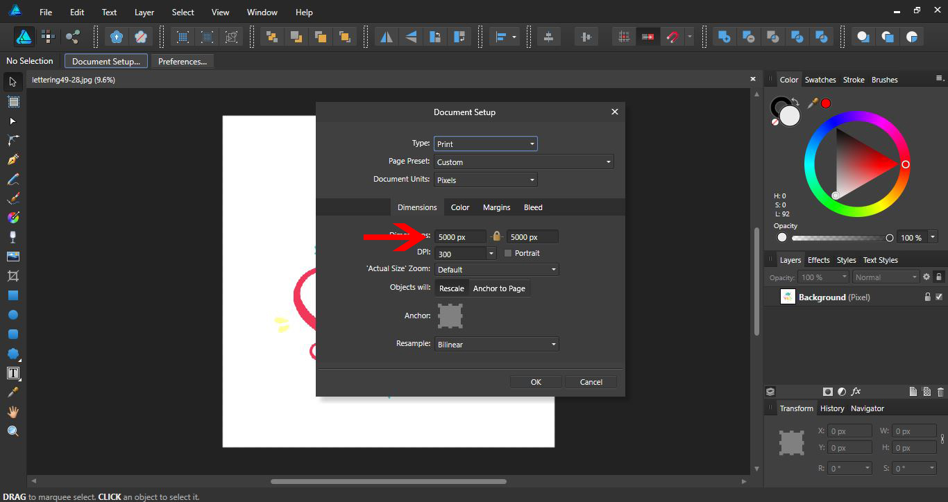 Resize canvas in Affinity designer Design Bundles